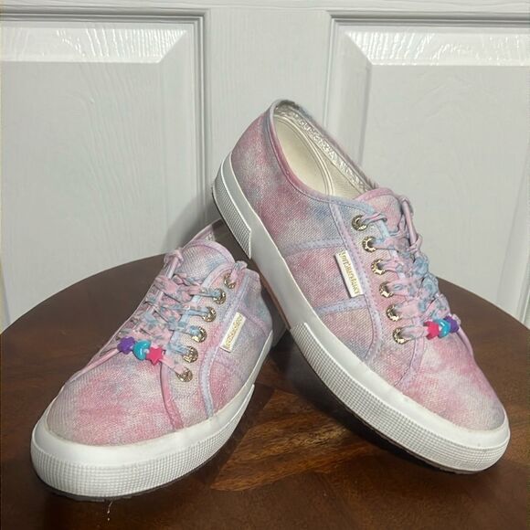 🔥 SUPERGA x LoveShackFancy Canvas Classic Sneaker Cotton Candy Sz 9.5 -PERFECT - Picture 1 of 13